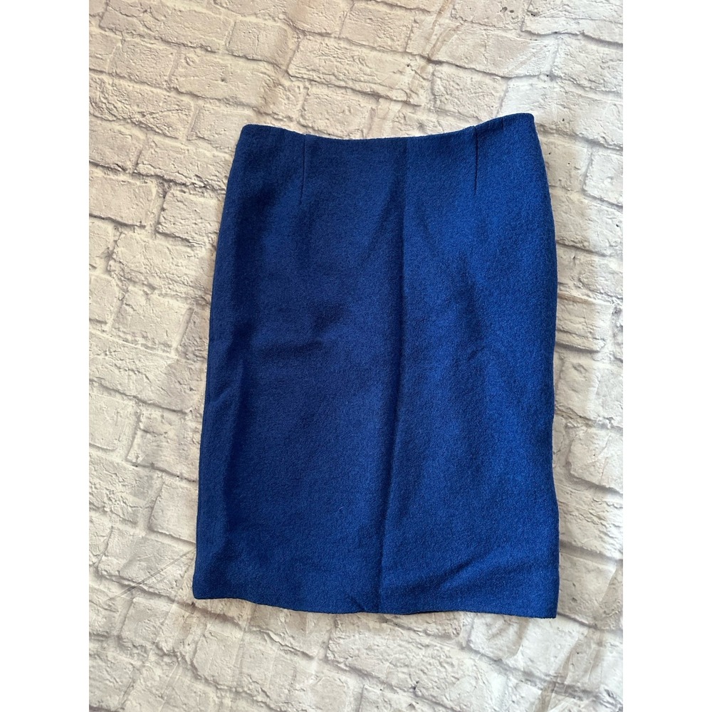 Women's European TATUUM 38 Blue Wool Blend Straight Pencil Skirt‎